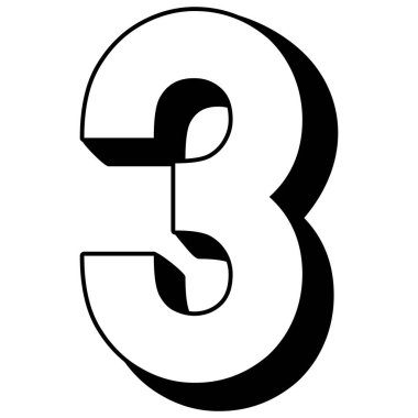 Tasarım projelerinde yaratıcı etiketler, rozetler, yıldızlar, dalgalar, kalkanlar ve numaralar için ana hatlarıyla belirlenmiş üç sayı elemanı.