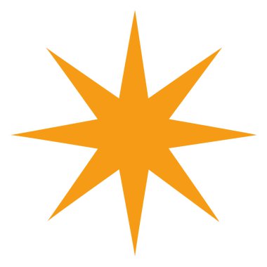 Yaratıcı etiketler, rozetler, kalkanlar, ödüller, sayılar, dalgalar ve dekoratif tasarım projeleri için cesur şekilli 2D sekiz köşeli yıldız ögesi