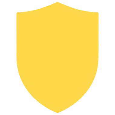 Ödüller, rozetler, kalkanlar, yıldızlar, dalgalar, zigzaglar, numaralar ve yaratıcı projeler için 2D basit kalkan şeklinde bir adet altın.