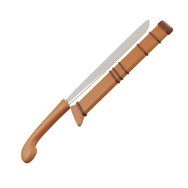 3D geleneksel Endonezya silahları seti çeşitli kabile bıçakları, baltalar, hançerler ve yaylar eşsiz antik kültür mirası ve tarihini temsil ediyor..