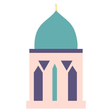 2d yeşil kubbe tasarımı, kültürel İslami yapı, kutsal ay için mükemmel ibadet, kutlama, gelenek, din ve dekoratif tatil teması.