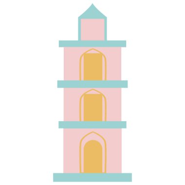 2d pembe kubbeli kubbe, kültürel İslami minare tasarımı, kutsal ay, ibadet, din, inanç, kutlama ve dekor için mükemmel..