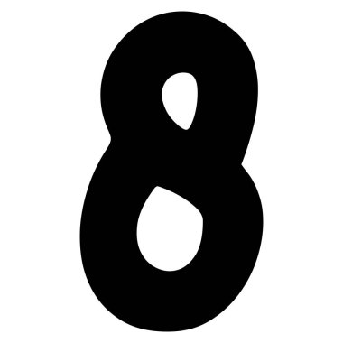 2d koyu sekiz numara yuvarlak siyah dizaynlı, sayma, sayma, matematik, öğrenme, dijital kullanım, yazma ve tipografik ekran için sayısal element.