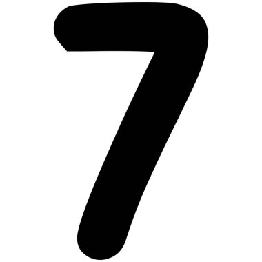 2d kalın yedi numara açılı tasarım, siyah sayısal karakter, matematik, eğitim, sayma, yazma, dijital kullanım, tasarım ve tipografi için harika..
