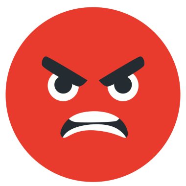 2d kızgın kırmızı ifade, duygusal sembol tasarımı, dijital iletişim, sohbet, tepki, ruh hali, çıkartma ve simge için uygun.