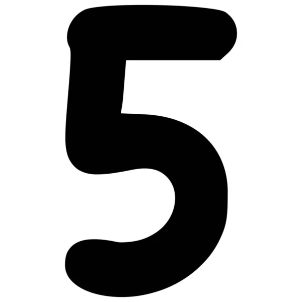 2d kalın yuvarlak çizgileri, sayısal sembolü, matematik, öğrenme, sayma, tasarım, eğitim, yazma ve dijital kullanım için mükemmel olan beş numara..