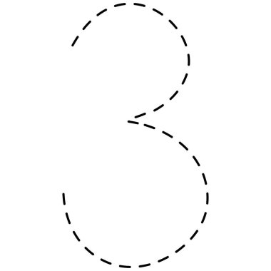 2D üç numaralı kesik çizgi tasarımı, eğitim posterleri, yaratıcı grafikler, tabela, simgeler, semboller ve modern dijital sanat projeleri için kullanışlı.