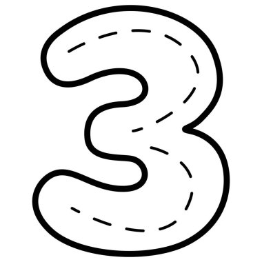 2d izi sürülebilir üç numaralı çizilmiş tasarım, yaratıcı eğitim grafikleri, posterler, projeler, işaretler, simgeler, sanat eserleri ve modern semboller için ideal.