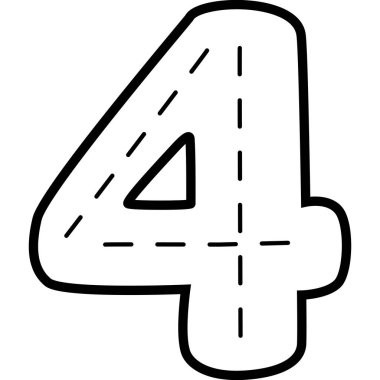 2d izi sürülebilir dört numara kesikli tasarım, eğitim projeleri, yaratıcı grafikler, posterler, simgeler, semboller ve modern sanat eserleri için mükemmel.