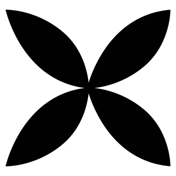 Dekoratif tasarımlar, semboller, grafikler, posterler, ikonlar ve yaratıcı sanat projeleri için uygun koyu siyah şekilli 2d dört taç yaprağı şekli.