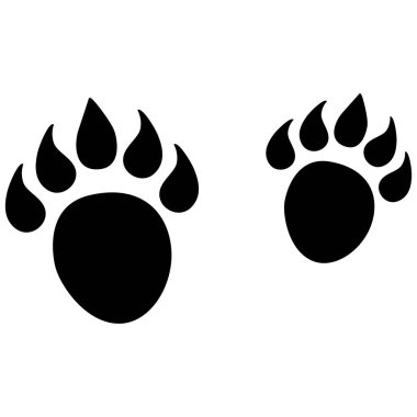 2d ayı pençesi tasarımı vahşi hayvan ayak izlerini, doğal pençe izlerini, av yollarını ve yaratıcı grafik projeler için açık hava basamakları sembollerini gösterir..