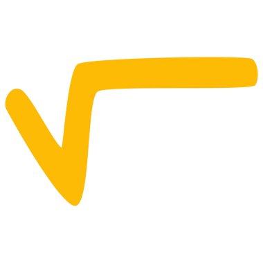 Yaratıcı tasarım projeleri için 2d kare kök sembolü dizaynı, sarı soyut şekil, minimal denklem ögesi ve eğitim ikonu.