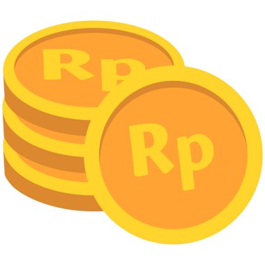 Illustration of stacked golden Rupiah coins, perfect for representing finance, savings, wealth, economy, investment, and Indonesian currency.