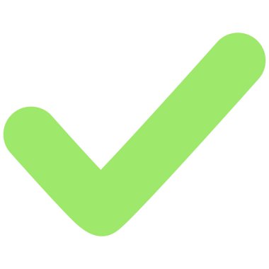 2d basit yeşil kontrol işareti, doğrulama, onaylama, onay, başarı, tamamlama, olumlu seçim, doğru cevap, kabul ve tamamlanmış görev.