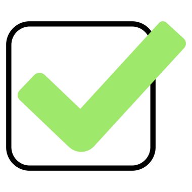 2d sınır tasarımı ile işaretleme işareti, doğrulama, onay, başarı, doğru seçim, tamamlama, olumlu eylem, kabul ve evet.