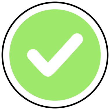 2d yeşil daire, onay, onay, kabul, tamamlama, başarı, onay, pozitif seçim ve doğru sonucu temsil ediyor..