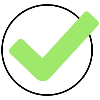 2d yeşil sınır işareti, onay, onay, kabul, başarı, olumlu sonuç, doğrulama, tamamlama ve doğru seçimi temsil ediyor.