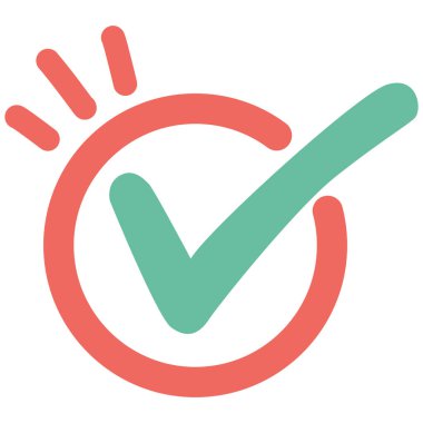 2d işaretli işaretli daire, onay, onay, onay, kabul, doğru seçim, tamamlanmış görev ve olumlu sonucu temsil eder.