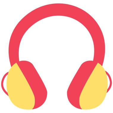 2D teknoloji kulaklıklar çizgi film tarzında, müzik, ses, ses projeleri, dijital medya paketleri, yaratıcı kullanım, öğrenme ve eğlence için modern aygıt.