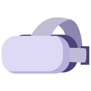 2D teknoloji karikatür tarzı VR kulaklık, modern oyun aleti konsepti, eğlence, yaratıcı projeler, öğrenme ve dijital eğlence aracı.