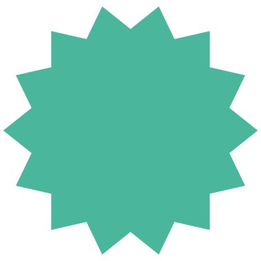 Noktalı 2d yeşil pentadecagram yıldız şekli tasarımı, modern modeller, soyut projeler, semboller, arkaplanlar, minimal geometri figürleri ve grafikler için harika..