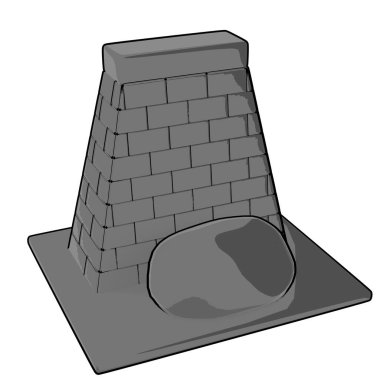 Geleneksel Nias atlayışında kullanılan 3D taş duvar objesi, Endonezya kültür öğesi, gerçekçi basit model, geleneğin eşsiz sembolü, ikonik tasarım.