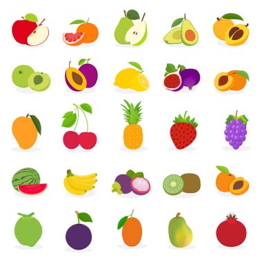 Different Fesh Fuit Vector Icons And Graphics Design