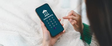 Çevrimiçi bankacılık dijital teknolojisi, mobil bankacılık, alışveriş, ödeme, finans, banka, para çekme, hesap transferi, kredi kartı, finans ve küresel iş çevrimiçi akıllı telefon