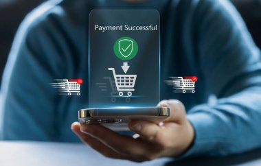 Çevrimiçi ödeme ve çevrimiçi alışveriş yapan insanlar, çevrimiçi bankacılık dijital teknolojisi, alımlar, dijital pazarlama, banka, bankacılık uygulamaları, mali işlemler ve küresel iş çevrimiçi