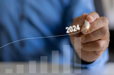 2024 Yeni Yıl Hedef Satış Kârı ve Ok Şirketi Finansal Yatırım Grafiği, İş Büyümesi, Para, 2024, Çizelge, Hedef, Yatırım, Fon, Tasarruf, Bankacılık, Pazarlama ve Kâr