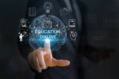 Teknolojili internet öğrenimi ve öğrenimi online sınıf webinar teknolojisi, e-öğrenimi, çevrimiçi eğitim, eğitim, eğitim, özel ders, video dersi, kurs, evde eğitim
