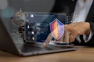 Kilit simgesi dijital ağ güvenliği, şifreleme, bilgi gizliliği çevrimiçi güvenlik, siber savunma, güvenli iletişim, teknoloji yeniliği, hacker önleme