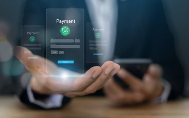 Çevrimiçi ödeme ve çevrimiçi alışveriş yapan insanlar, çevrimiçi bankacılık dijital teknolojisi, alımlar, dijital pazarlama, banka, bankacılık uygulamaları, mali işlemler ve küresel iş çevrimiçi