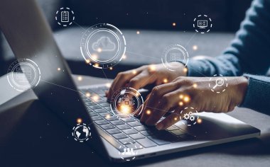 Digital transformation change management, internet of things. new technology bigdata and business process strategy, customer service management, cloud computing, smart industry. Ai technology