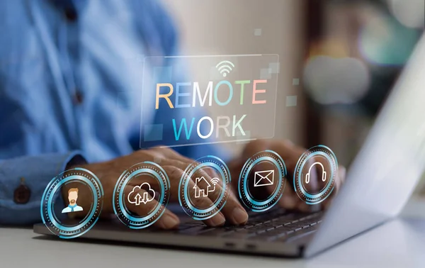 Uzaktan çalışma teknolojisi, dijital işbirliği sanal çalışma alanı, ev araçlarından çalışma, bulut çözümleri, çevrimiçi iletişim, esnek çalışma, uzak ofis kurulumu dijital göçebe, üretkenlik araçları