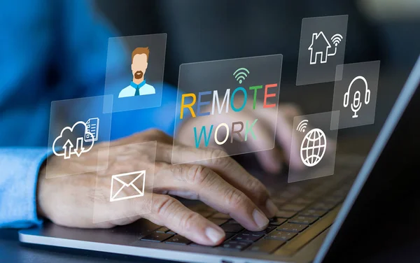 Uzaktan çalışma teknolojisi, dijital işbirliği sanal çalışma alanı, ev araçlarından çalışma, bulut çözümleri, çevrimiçi iletişim, esnek çalışma, uzak ofis kurulumu dijital göçebe, üretkenlik araçları