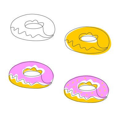 Donut bir çizgi tarzı sürekli bir çizgi çizim. Sırlı çörek