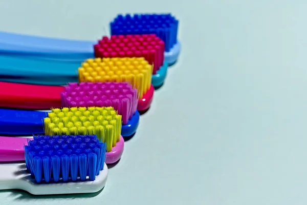 New Unused Colorful Professional Soft Toothbrushes Lot Bristles Straight Cut — Stock Photo, Image