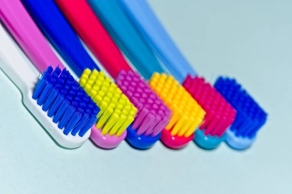 New Unused Colorful Professional Soft Toothbrushes Lot Bristles Straight Cut — Stock Photo, Image