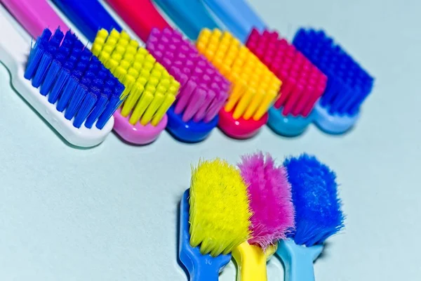 Brosses Dents Souples Professionnelles Colorées Neuves Occasion Avec Beaucoup Poils — Photo