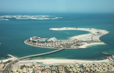 Dubai, Birleşik Arap Emirlikleri, 18 Mayıs 2018: Dubai insan yapımı Daria adasının havadan görünümü.