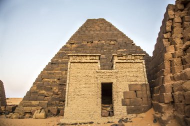 ancient Meroe pyramids in a desert in Sudan clipart