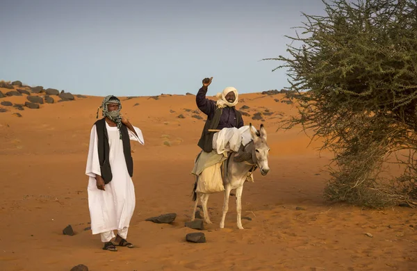 Piramidi Meroe Sudan Dicembre 2015 Uomo Con Suo Asino Nel — Foto Stock