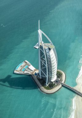 Dubai, United Arab Emirates, 18th May, 2018: aerial view of world most highly rated hotel Burj Al Arb clipart
