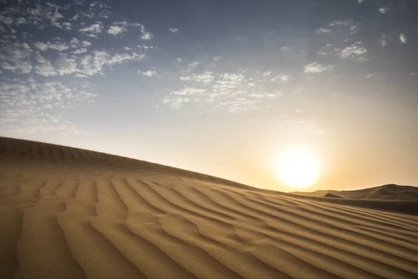 Tempesta Sabbia Nel Deserto Liwa Durante Tramonto — Foto Stock
