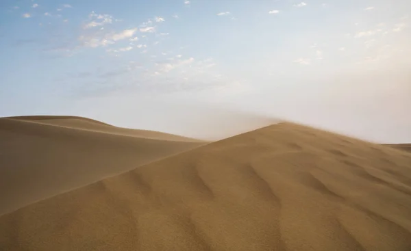 Tempesta Sabbia Nel Deserto Liwa Durante Tramonto — Foto Stock