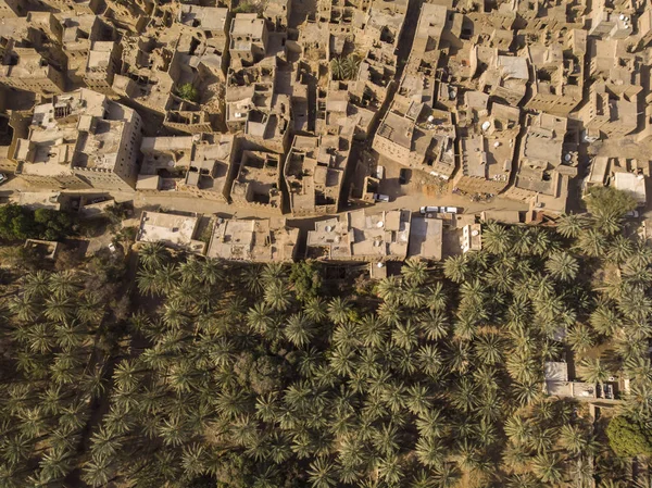 Παλιά Πόλη Hamra Και Ημερομηνία Φυτεία Στην Ομάν — Φωτογραφία Αρχείου