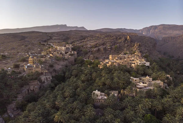 Hacer Dağları Umman Misfat Abereen Köyünün Havadan Görünümü — Stok fotoğraf