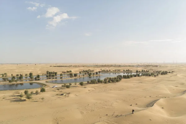Арабские Эмираты Аль Кудра Января 2018 Воздушный Вид Людей Красивой — стоковое фото