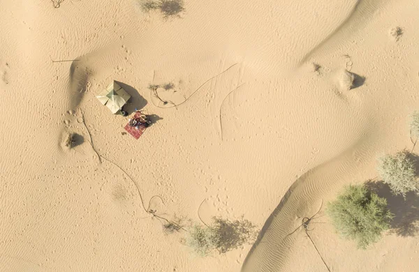 Unated Arabische Emiraten Qudra Januari 2018 Luchtfoto Van Mannen Camping — Stockfoto